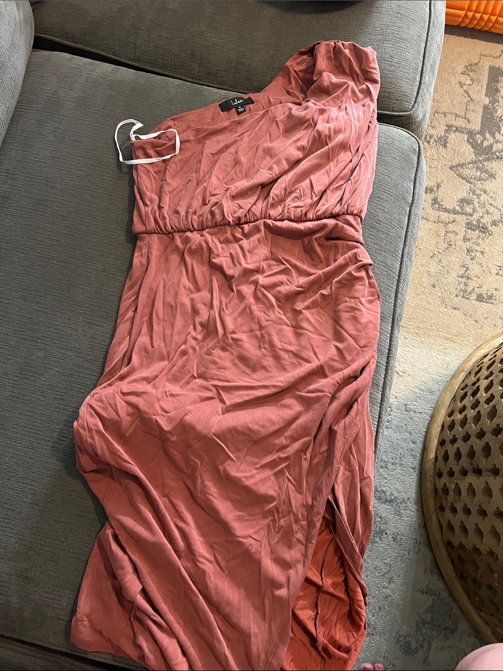Lulu's One-Shoulder Mauve Pink Maxi Dress